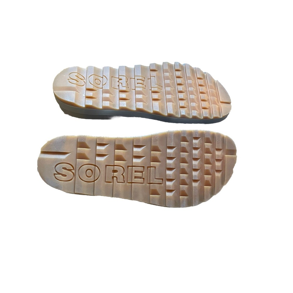 Sorel Roaming Criss Cross Metallic Slides 7 Lug Sole Sandals Champagne EUC - Picture 4 of 5